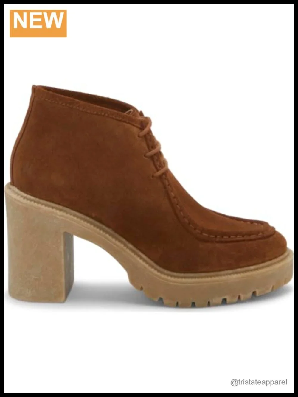 Lucky Brand Women's Hollia Lace-up Ankle Bootie Suede Block Heel